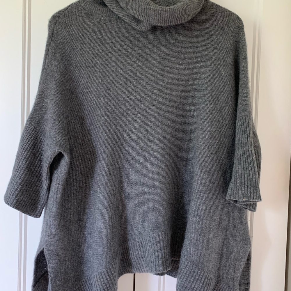 360 Cashmere cowl neck poncho like sweater.